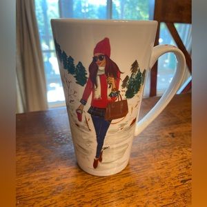 Rongrong fashion girl in winter/mountains, tall mug